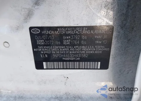 2013 Hyundai Elantra Limited z USA, uszkodzony, nr VIN 5NPDH4AE3DH431582